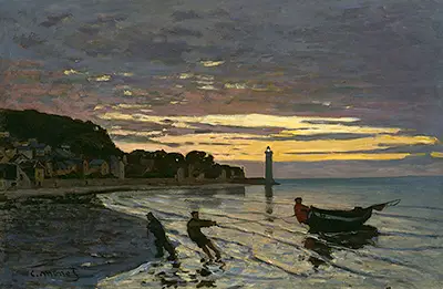 Hauling a Boat Ashore, Honfleur by Claude Monet